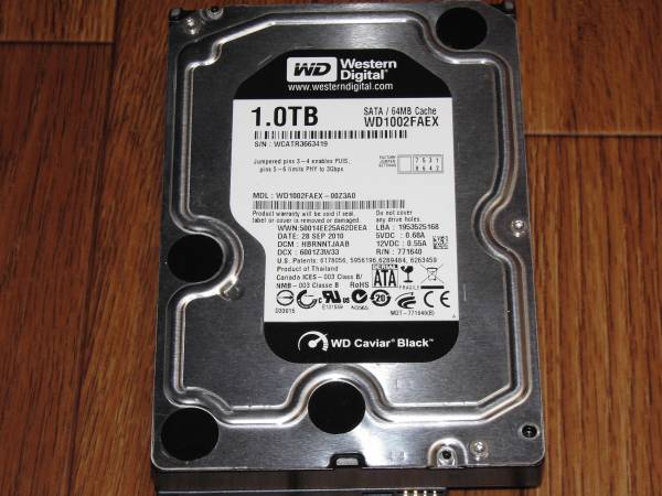 Western Digital 1TB WD1002FAEX 64MB キャッシュ 3.5インチ HDD