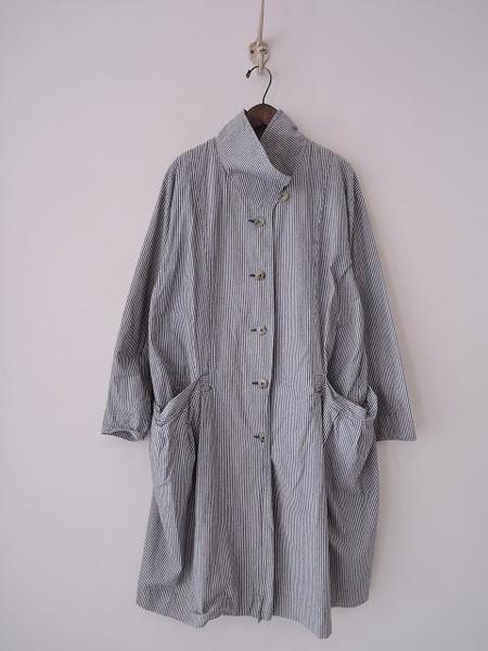 ジュディ Jeudi *コットンストライプコート1 *綿ヒッコリー0116 blue 