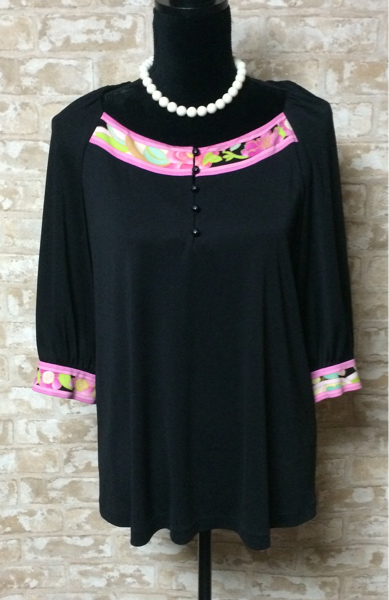 □■LEONARD 丸首ボーダーゆったりトップス 42 レオナール■□