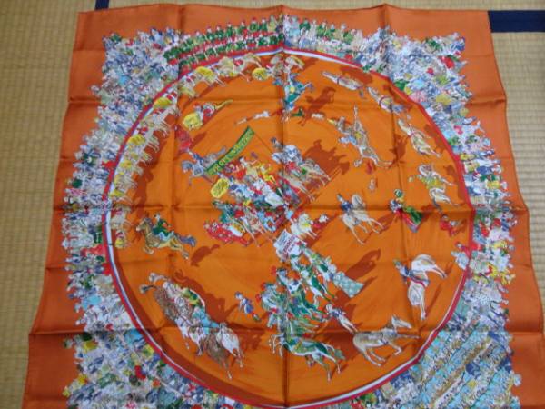 ☆エルメス　スカーフ　未使用品　９０×９０　オレンジ　