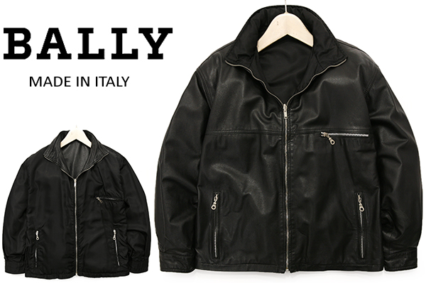 定価28万 伊製 バリーBALLY 牛革×ナイロン 高級レザーブルゾン