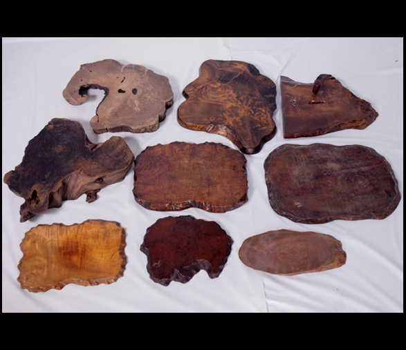 【緑屋】敷板 花台*９枚まとめて*変木玉杢虎杢 等 *9