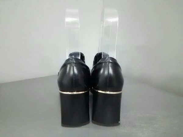 バレンシアガ パンプス 37 レディース 黒 オープントゥ レザー