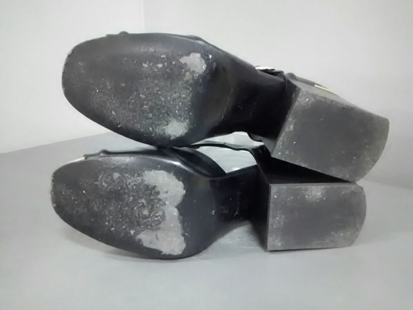 バレンシアガ パンプス 37 レディース 黒 オープントゥ レザー