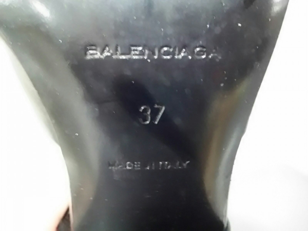 バレンシアガ パンプス 37 レディース 黒 オープントゥ レザー