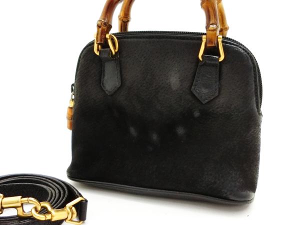 ◆NB5475 GUCCI グッチ バンブー スエード レザー 2WAY バッグ