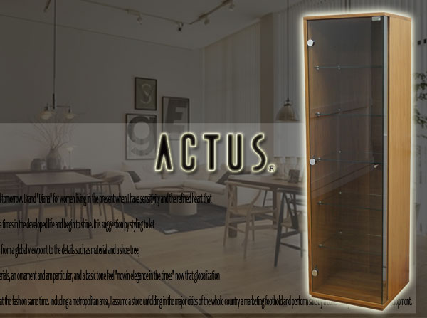 ■6OL11A■美品■ACTUS■ウオールナット/ガラス■キャビネット■