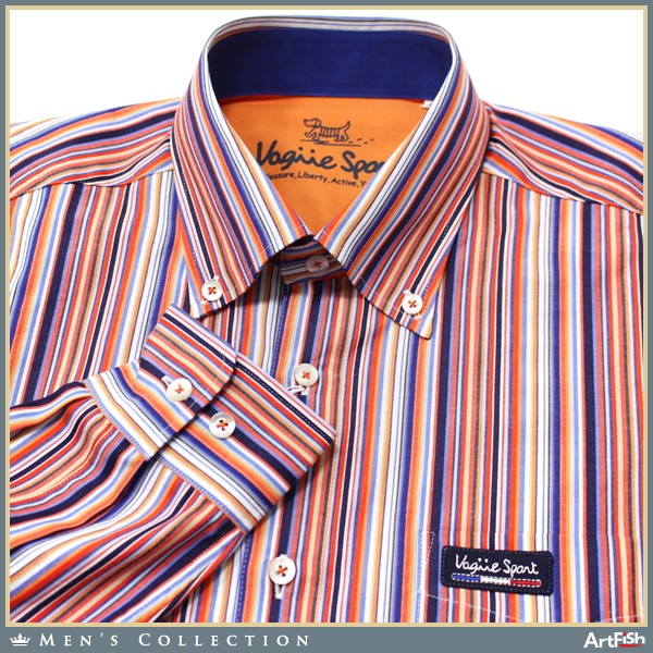 VAGIIE ◆15ss日本製 橙系マルチストライプ シャツg368*s50新品