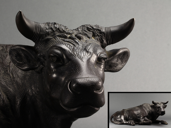 琴》中国古玩 時代古銅特牛置物 極上品 古美術品 AE391◎ 牛轉吉金