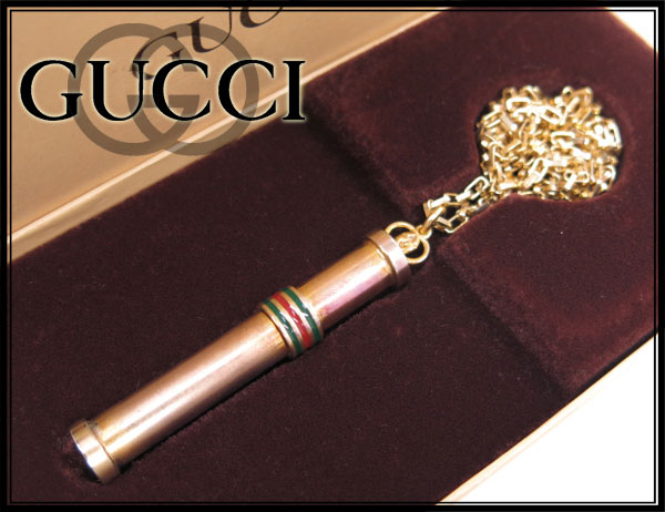 希少★GUCCI オールドグッチ ピルケース ネックレス ゴールド/金