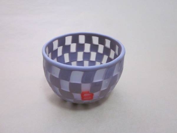 記念入 「ヴェネチア・ムラノ 土田康彦？ 市松模様 ガラス 碗」