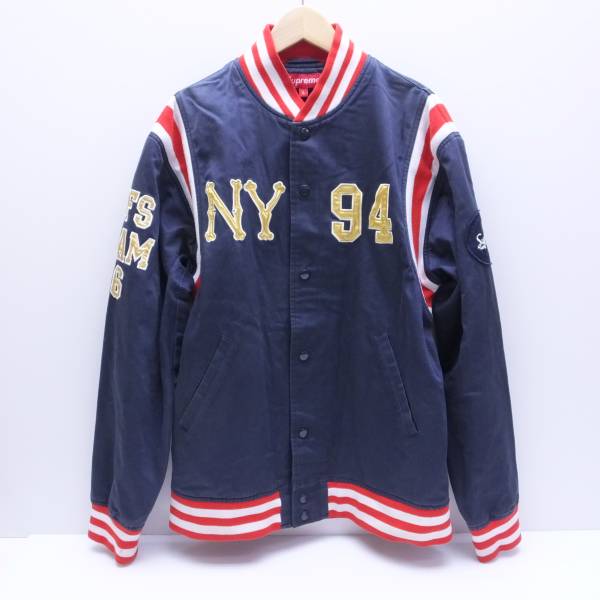 131【USED】1円～ 06s/s Supreme ベースボールジャケット L