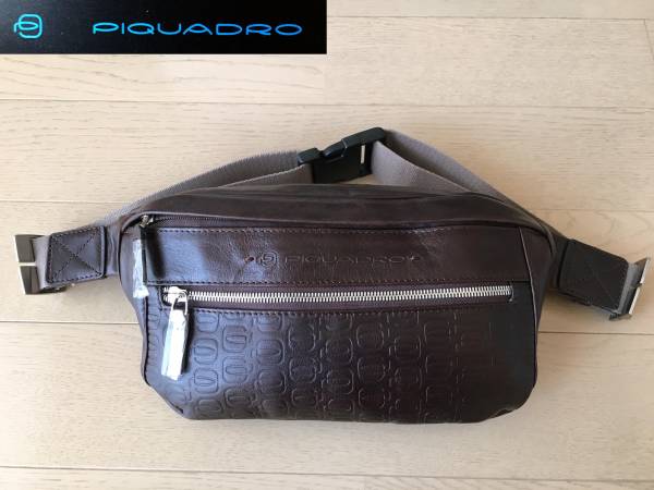 新品【PIQUADRO】ピクアドロ 本革レザー メンズ ウエストポーチ
