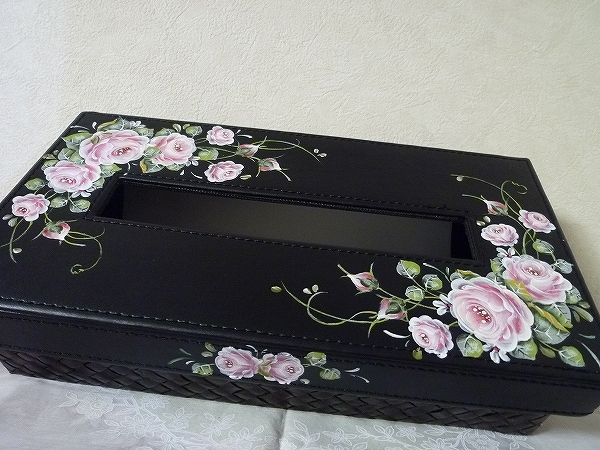 ☆トールペイント 薔薇 ティッシュBOX☆ 【公式通販】