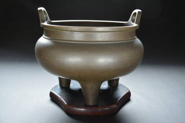 十三】 古銅饕餮古代紋様象嵌火鉢 6.4kg 検15瓶掛唐物中国160 【公式通販】