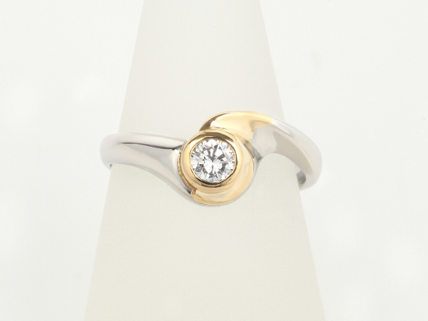 最落なし】Pt900/K18 ダイヤ0.18ct リング イエローゴールド ゴールド