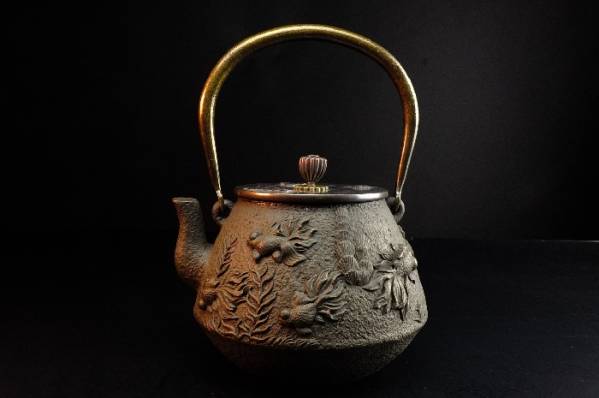 昭和二年製 龍文堂造 時代鉄瓶 宣徳蓋 茶道具 日丸形 岩肌 Yahoo