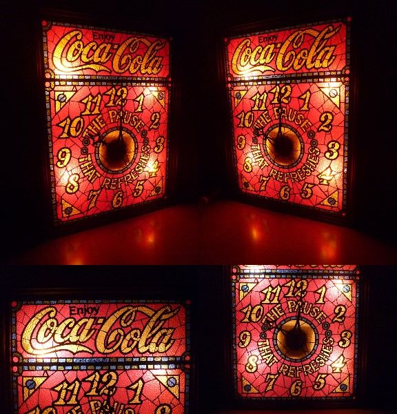 コカコーラ ステンドグラス 電気時計ライト ビンテージ 1970年代