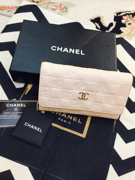 ☆シャネル 2つ折り財布 アイコン ベージュ レザー CHANEL シャネル2