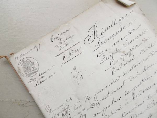 r*.様 30枚 フランス アンティーク 手書き公文書 1800年代 A47 フランスアンティーク□手書きの公文書1879年 1冊12+24P 古い紙