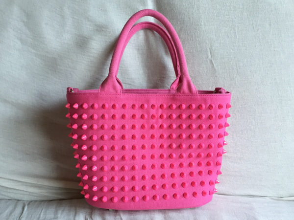 美品DIAVEL ディアベル ピンクスタッズキャンバス トートバッグS