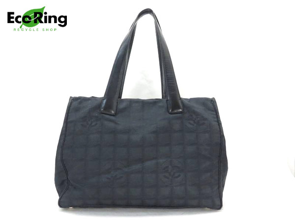 1円 シャネル ニュートラベルライン MM トートバッグ 黒 BR646