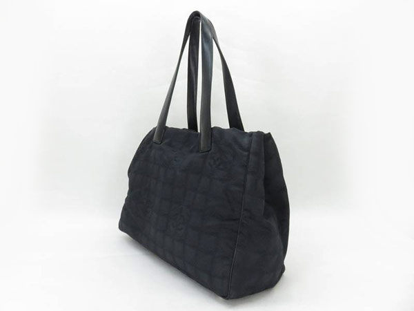 1円 シャネル ニュートラベルライン MM トートバッグ 黒 BR646