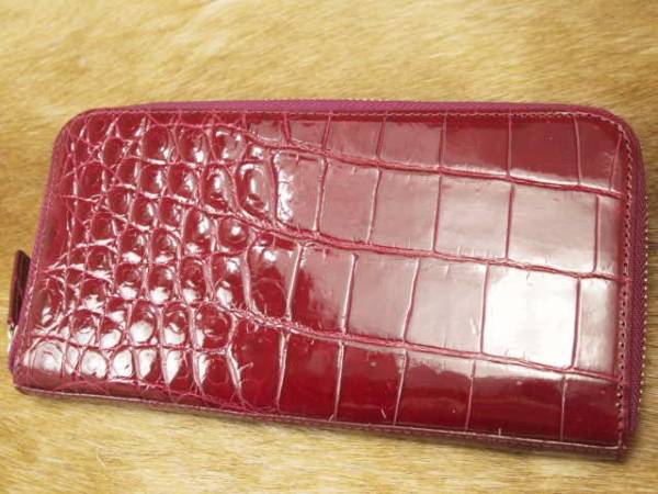 新品 最高峰 JRA 本物 シャイニークロコダイル 差し色 財布 赤
