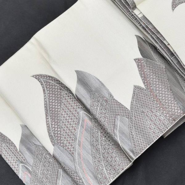 ◆着物セレク◆ 1円 名古屋帯 正絹 博多織風 白系