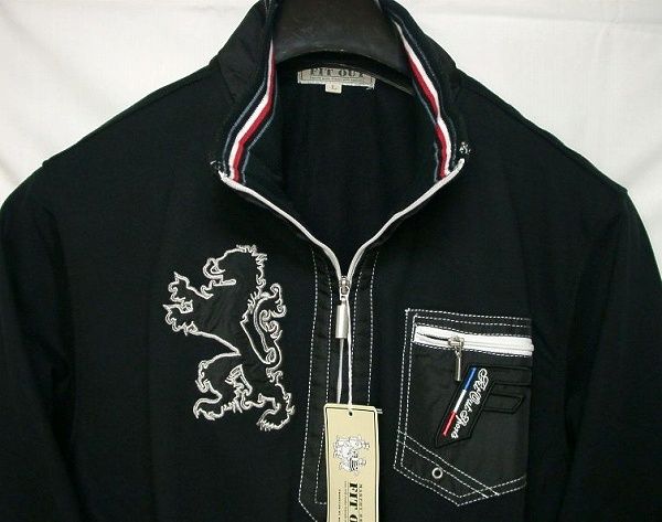 ◆SALE◆春物/デザイン柄入ジップカットソー　409-LL 黒