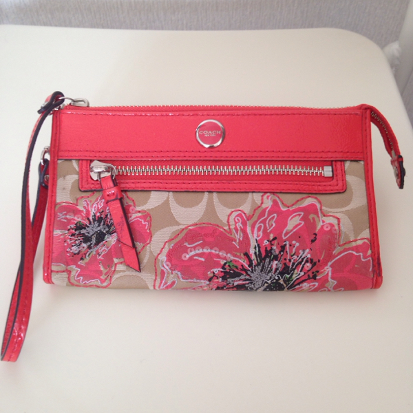 ★ 本物 コーチ 長財布 シグネチャー ベージュ オレンジ 花柄 ★