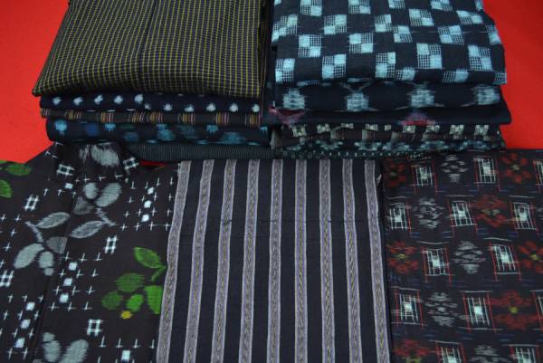 木綿着物等15点まとめ売り！■絣/藍/リメイク材料/古布-4042