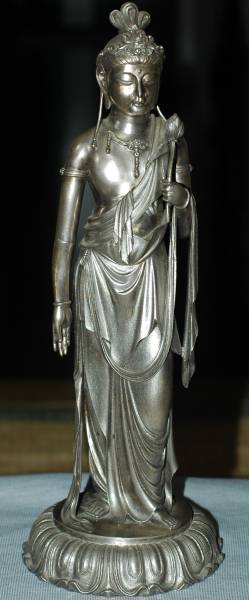 仏教美術 高村光雲 原型 聖観音菩薩立像 銀900刻印 高さ20㎝ 重