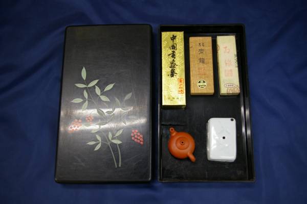 水差し2　黒墨・青墨・朱墨各1　書道具　中古品