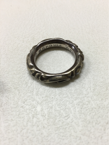 Chrome Hearts/スクロールバンド リング 16号/シルバー925 美品