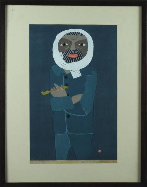 美品 畦地梅太郎「涸沢の小屋」木版画 1967年作 直筆サイン入り 山の版画家