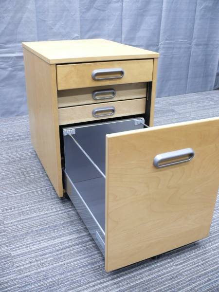 ◆管244◆イケア木製4段デスクワゴン 袖机 幅460ｍｍ