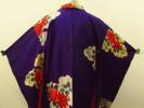 着物10 絹 アンティーク 染紬 絞り 薔薇 袷長羽織 ☆☆☆☆