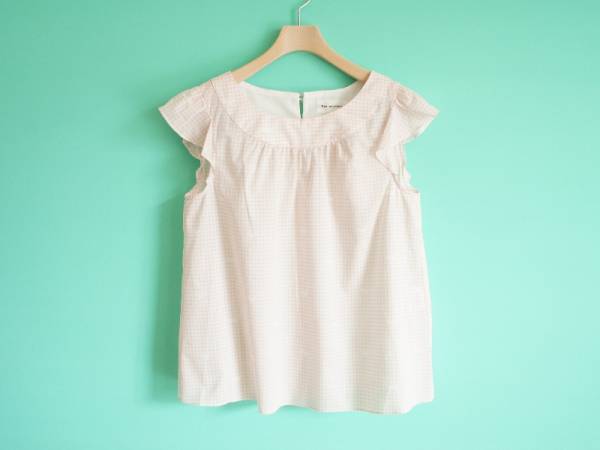 ボンメルスリー アナトリエ ギンガム×くじら ブラウス36PI ab1