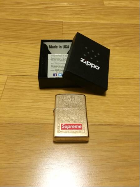 Supreme 14AW Engraved Brass Zippo Gold ジッポライター 野口