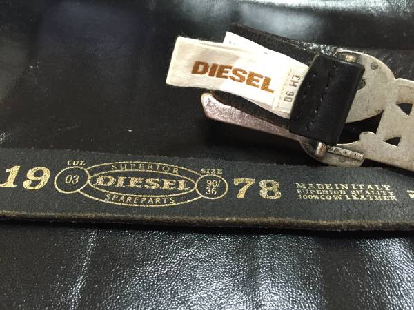 ★ディーゼル　DIESELデカバックル　レザーベルト　イタリア製★