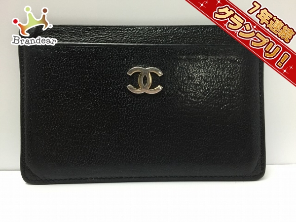シャネル カードケース 黒 レザー CHANEL