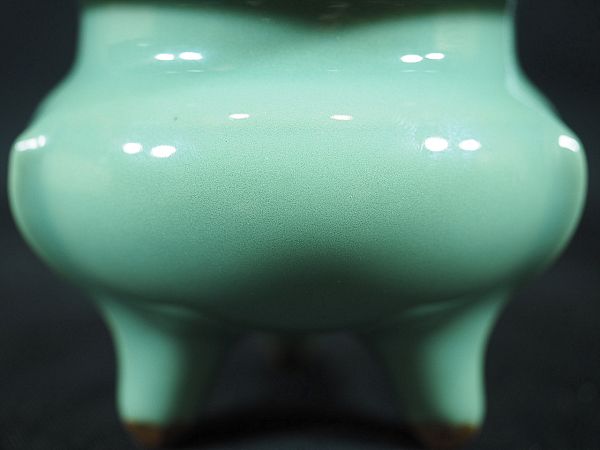中国美術 青磁 袴腰香炉 茶道具 極上品
