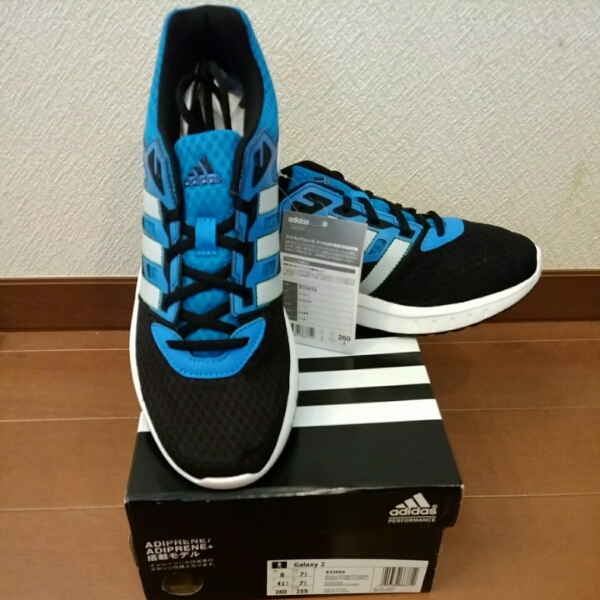 新品adidasアディダススニーカーGALAXY2 サイズ26 黒Xブルー