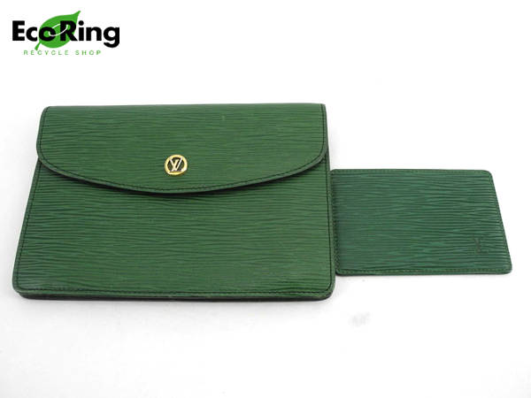 1円 ヴィトン エピ ポーチ パスケース計2点セット グリーンCP286