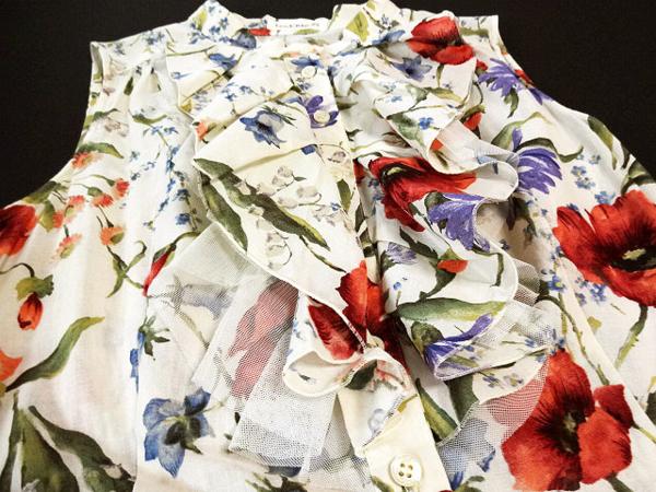 ☆美品 ロイスクレヨン/ノースリーブ花柄ラッフルワンピースx580
