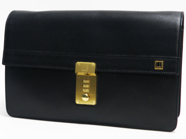 dunhill ダンヒル セカンドバッグ レザー 黒 メンズ