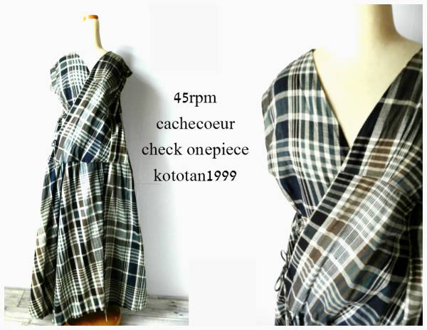 45rpm 藍染め インディゴチェックアシンメトリ-ワンピ-ス