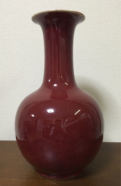逸品軒】中国景徳鎮製 祭紅釉法口天球瓶 茶道具 花器 名品 【公式通販】