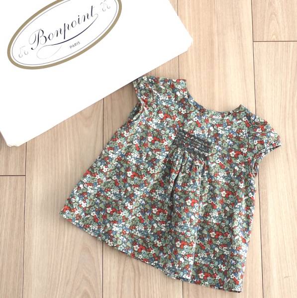 ★BONPOINT ボンポワン★リバティ柄半袖ブラウス★2A